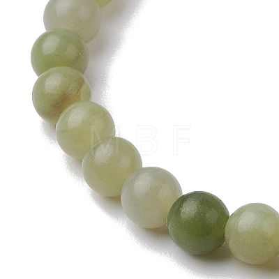 6mm Natural Green Jade Round Beaded Stretch Bracelets BJEW-JB10854-1