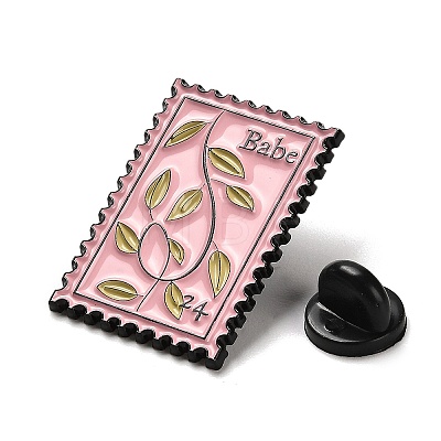 Rectangle Floral Stamp Enamel Pins JEWB-P034-B03-1