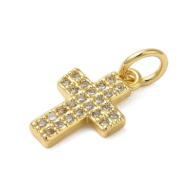 Rack Plating Brass Micro Pave Cubic Zirconia Charms KK-P279-10G-1