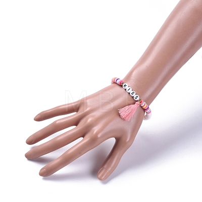 Handmade Polymer Clay Heishi Beads Stretch Bracelets BJEW-JB05086-03-1