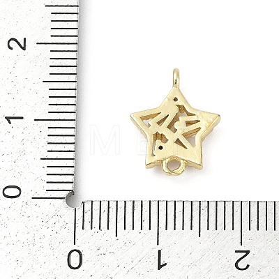 Brass Clear Cubic Zirconia Connector Charms KK-Z094-03G-02-1