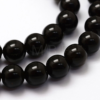 Natural Golden Sheen Obsidian Beads Strands X-G-F364-08-6mm-1