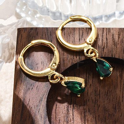 Brass Teardrop Hoop Earrings EJEW-D288-19G-1