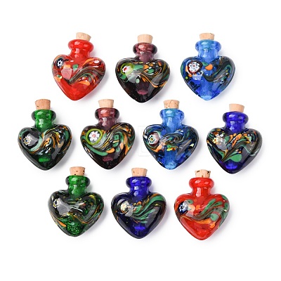 Handmade Lampwork Perfume Bottle Pendants LAMP-H072-02-1