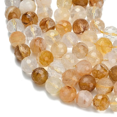 Grade A Natural Yellow Hematoid Quartz Beads Strands G-L642-F04-10mm-1