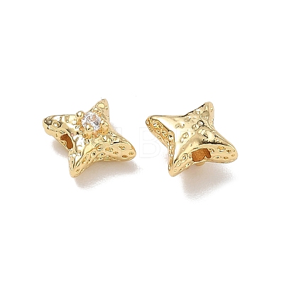 Brass Micro Pave Clear Cubic Zirconia Beads CU-CBA91C0-02G-1