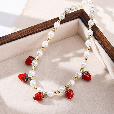 Brass Micro Pave Clear Cubic Zirconia Beaded Necklaces NJEW-Z059-04G-03-1