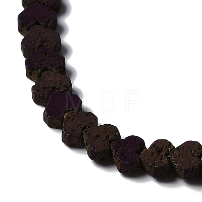 Electroplated Natural Lava Rock Beads Strands G-Q1009-G01-02A-1