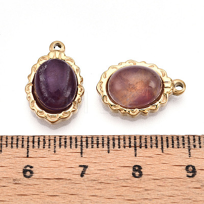 304 Stainless Steel Pave Natural Amethyst Pendants STAS-T064-61D-1