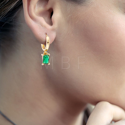 4 Pairs 4 Style Green Cubic Zirconia Teardrop Dangle Leverback Earrings & Rectangle Stud Earring & Hoop Earrings EJEW-AN0001-91-1