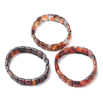 Dyed & Heated Natural Banded Agate Faceted Beaded Stretch Bracelets for Women BJEW-K251-08F-1