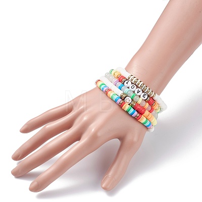 Handmade Polymer Clay Heishi Beads Stretch Bracelets Set BJEW-JB07389-1