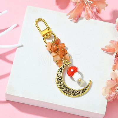 Hollow Moon Alloy Pendant Decoraiton HJEW-JM01394-02-1