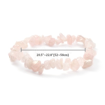 Rose Quartz Chips Stretch Bracelets BJEW-JB01308-01-1