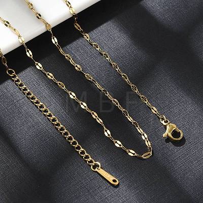 Ion Plating(IP) 304 Stainless Steel Dapped Chain Necklace for Men Women NJEW-E076-02G-1