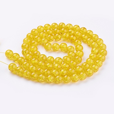 1Strand Gold Transparent Crackle Glass Round Beads Strands X-CCG-Q001-10mm-10-1