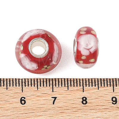 Lampwork & Brass Core European Beads LAMP-P019-01P-31-1