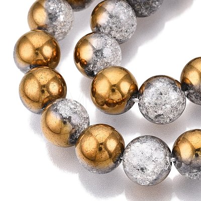 Electroplated Crackle Glass Beads Strands X-EGLA-N014-10mm-04-1