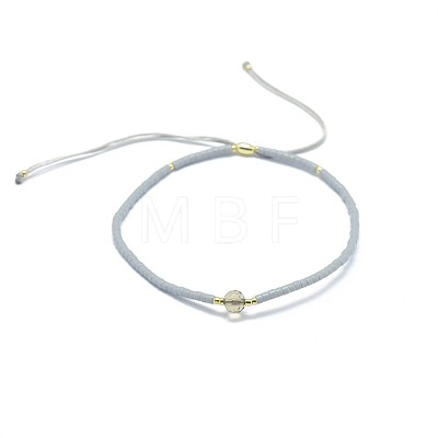 Adjustable Natural Smoky Quartz Braided Bead Bracelets BJEW-F391-A18-1