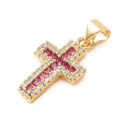 Brass Micro Pave Cubic Zirconia Pendants CU-CJC290F-01A-G-RS-1