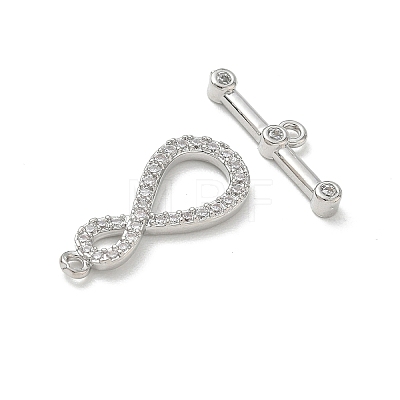 Brass Micro Pave Clear Cubic Zirconia Toggle Clasps CU-CBAC675-05P-1
