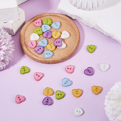 30Pcs 6 Colors Resin Buttons BUTT-TA0001-57-1