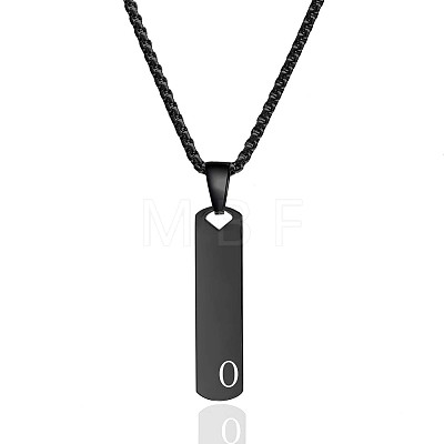 304 Stainless Steel Rectangle with Letter Pendant Box Chain Necklaces FS-WGD7C78-41-1
