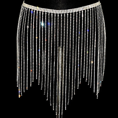 Full Crystal Rhinestone Tassel Skirt Body Chains WGA3B2D-15-1