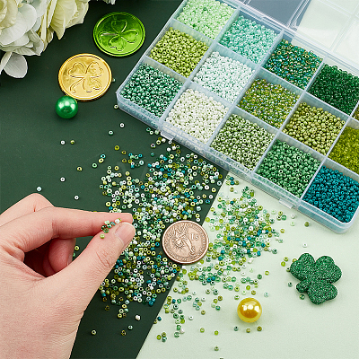   12000Pcs 15 Style 12/0 Opaque Glass Seed Beads SEED-PH0001-61-1