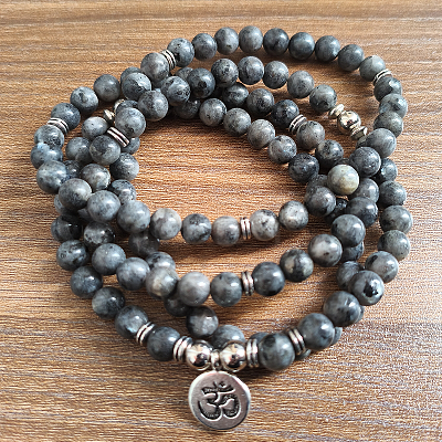 Bohemian Styles Natural Round Labradorite Beaded Stretch Bracelets for Women Men XW1500-12-1
