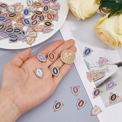 60Pcs 12 Colors Zinc Alloy Enamel Religion Oval with Virgin Mary Chandelier Component Links FIND-FH0017-98-1