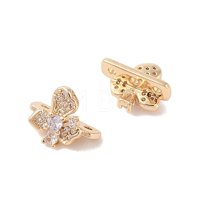 Brass Micro Pave Cubic Zirconia Slide Charms KK-B100-059G-01-1