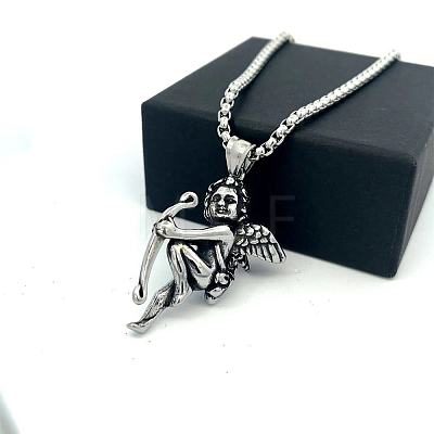 304 Stainless Steel Angel Pendant Punk Retro Necklaces for Men DL5553-1