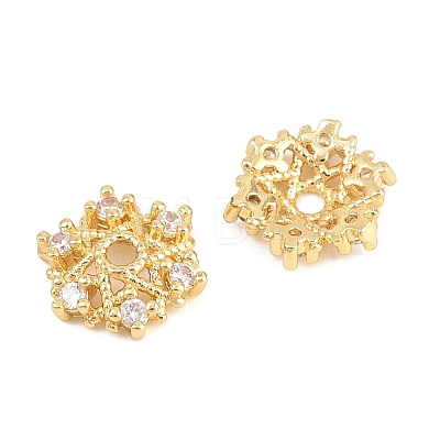 Christmas Brass Clear Cubic Zirconia Beads KK-B186-12G-1