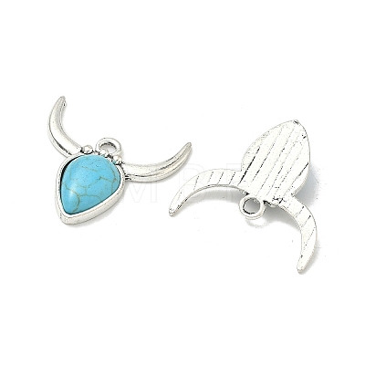 Bohemian Synthetic Turquoise Cattle Pendants FIND-Z112-01AS-02-1