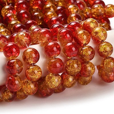 Spray Painted Crackle Glass Beads Strands X-CCG-Q002-10mm-10-1