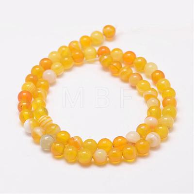 Natural Striped Agate/Banded Agate Bead Strands G-K155-A-6mm-06-1