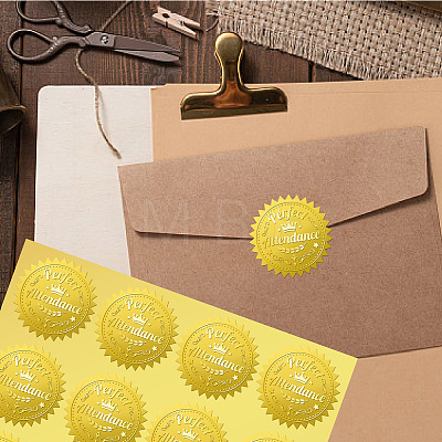 34 Sheets Self Adhesive Gold Foil Embossed Stickers DIY-WH0509-034-1