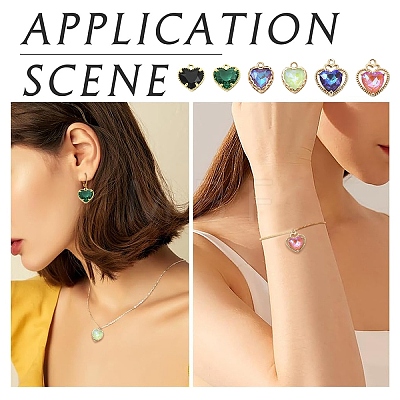 10Pcs Heart K9 Glass Charms GLAA-YW0005-33-1