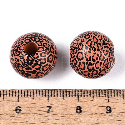 Printed Schima Wood Beads WOOD-N017-01C-1