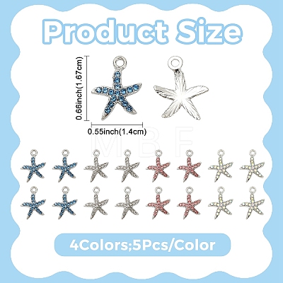 20Pcs 4 Colors Alloy Pendants FIND-YW0012-38-1