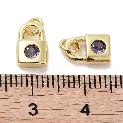 Brass Micro Pave Cubic Zirconia Charms KK-C051-13G-04-1