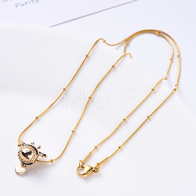 Vacuum Plating 304 Stainless Steel Round Snake Chain Necklace NJEW-S420-009C-G-1