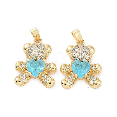 Real 18K Gold Plated Brass Micro Pave Clear Cubic Zirconia Pendants KK-E068-VC419-1