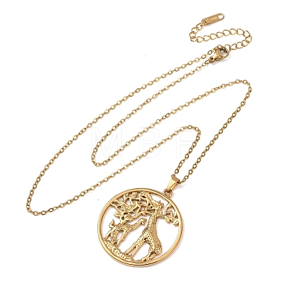 304 Stainless Steel Pendant Cable Chain Necklaces for Men Women NJEW-K308-03D-G-1