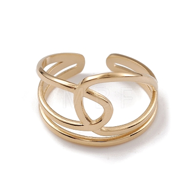 Ion Plating(IP) 304 Stainless Steel Wire Knot Open Cuff Rings for Women RJEW-G285-52G-1