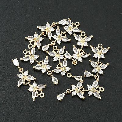Brass Pave Cubic Zirconia Pendants X-KK-G462-47KCG-1
