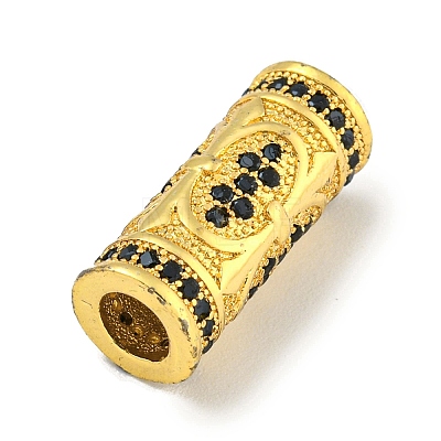 Brass Micro Pave Black Cubic Zirconia Beads KK-G493-35G-1