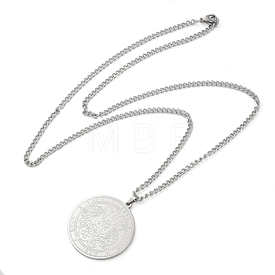 Non-Tarnish 304 Stainlessa Steel Curb Chain Pendant Necklaces NJEW-H034-06P-1