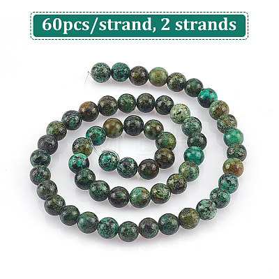 GOMAKERER 2 Strands Natural African Turquoise(Jasper) Beads Strands G-GO0007-09-1